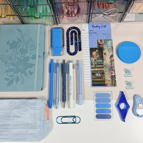 Blue Skies Exclusive Bundle — blue bookish stationery flatlay