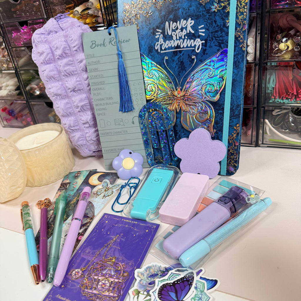 Butterfly Dreamscape bundle with shimmering butterfly journal and coordinating stationery